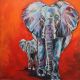 "Red Elefants" 80 x 80 cm Acryl und Kohlestift auf Leinwand