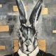 "Mein Name ist Hase" 80 x 100 cm Acryl und Goldmetall